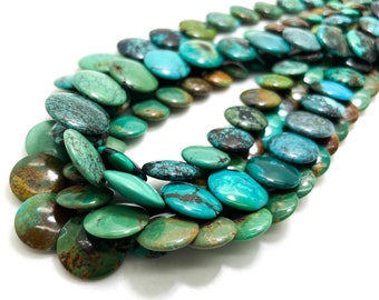 Genuine Arizona Kingman Turquoise Beads - Natural Smooth Polished Rondelle Loose Gemstones - View #10