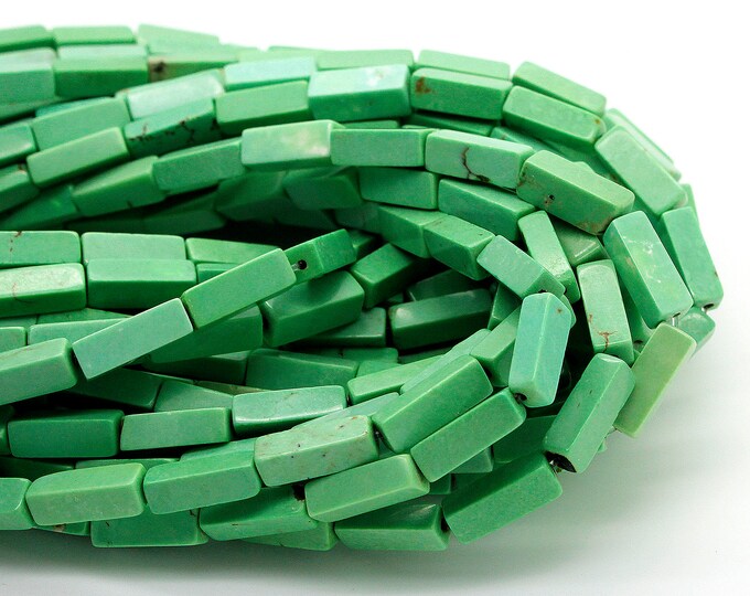 Howlite, Green Howlite Rectangle Tube Stick Bricks Loose Gemstone Beads 4mm x 4mm x 13mm - PGS210