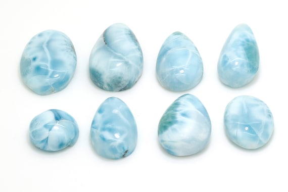 Natural Dominican Larimar Cabochon - Chips Rock Smooth Stone Gemstone Pear Tear Oval Round Beads for Ring Necklace Pendant Jewelry - PGL101