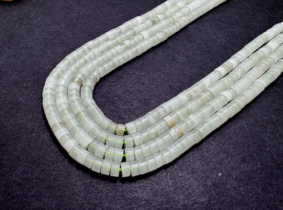 Natural Green Aventurine Heishi Cube Beads | Pale Green Gemstone | Small Cube Rondelle Beads | 15” Strand | Jewelry Making Supplies RD33