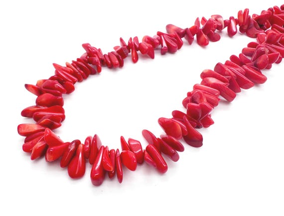 Natural Red Sponge Coral Branch Beads Genuine 10mm to 25mm Irregular Fringe Beads Vibrant Crimson Sea Coral Twig Strand Jewelry Supply