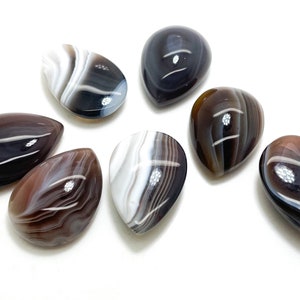 Cabochon in agata del Botswana, 1 pezzo di agata marrone naturale lucidata a goccia a forma di pera, perline non forate per ciondolo collana anello - PGL21