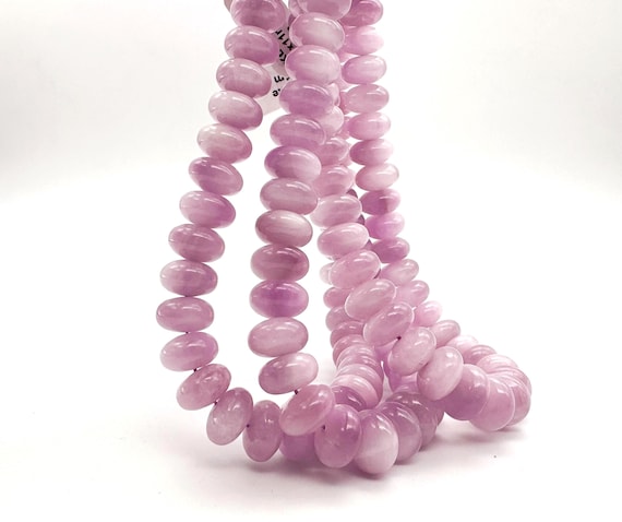 Grade AA High Quality Natural Kunzite Rondelle Beads 11mm, Genuine Purple Gemstone Smooth Beads for Jewelry Making - RD45