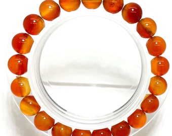 Natural Carnelian Smooth Polished  Round Sphere Ball Gemstone 6mm 8mm 10mm Gemstone Beads Stretch Handmade Bracelet PGB76