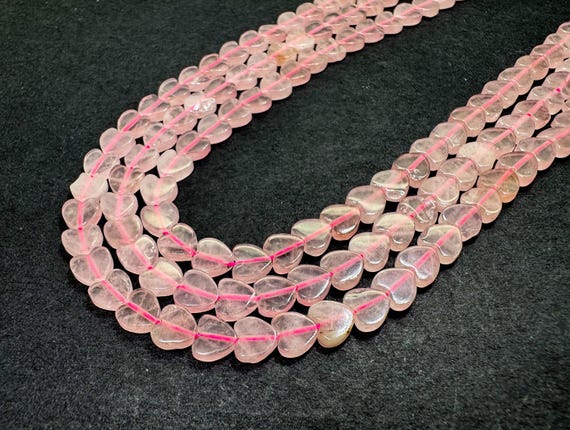 Natural Rose Quartz Flat Heart Beads: 4mm 6mm Pink Gemstone, Stone of Love - PGS411