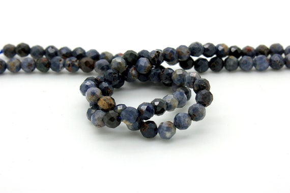 Natural Iolite Beads, Iolite Faceted Sphere Ball Round Natural Gemstone Beads Stones - 4mm 5mm - RNF85