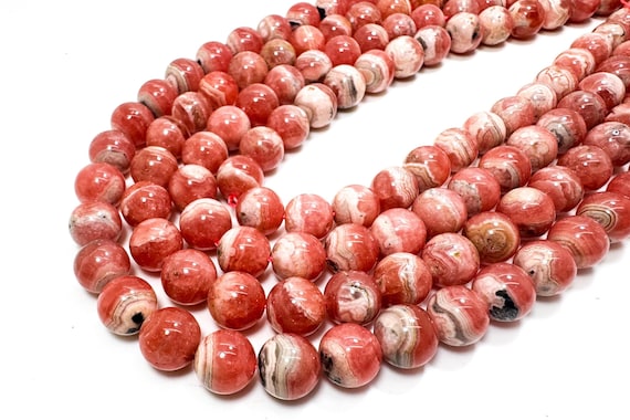 Natural Pink Rhodochrosite Beads Grade AAA Smooth Round Gemstone Beads - PG03