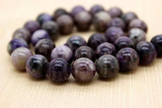Purple Lavender Charoite Round Ball Sphere Smooth Polished Gemstone Beads (4mm 6mm 8mm 10mm 12mm) - PG12