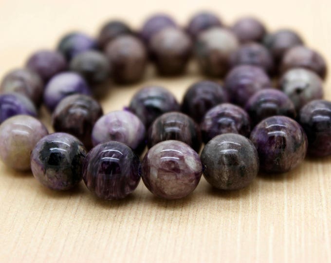 Purple Lavender Charoite Round Ball Sphere Smooth Polished Gemstone Beads (4mm 6mm 8mm 10mm 12mm) - PG12