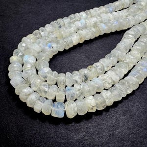Natural Moonstone Beads, High Quality Grade AA Rainbow Moonstone Faceted Rondelle Gemstone Beads - 8&quot; - 10&quot; Strand - RDF93