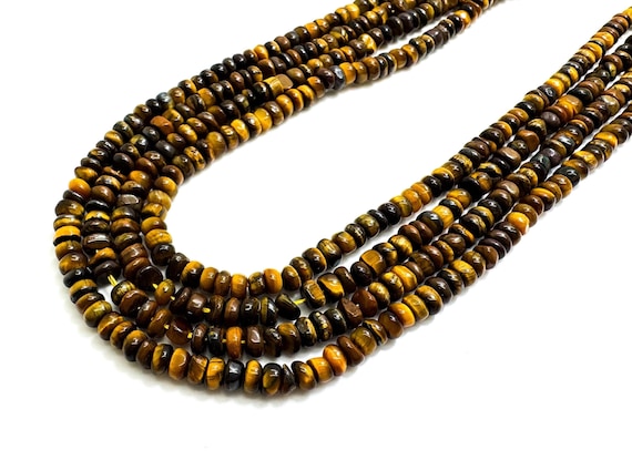 Tiger Eye Gemstone Beads: Polished Rondelle Nugget, 2mm x 4mm