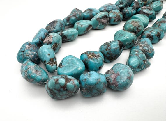 Natural Arizona Turquoise Nugget Beads Genuine Blue Turquoise Gemstone Large Freeform Loose Stone Jewelry Making Supplies AAA Quality WHTQ16