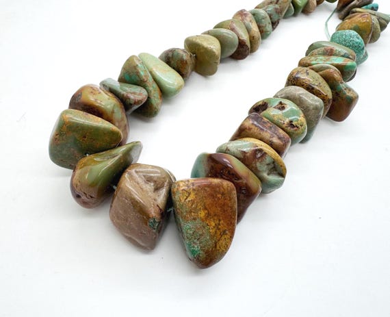 Natural Hubei Turquoise Large Nugget Beads Gigantic Massive 18mm ~ 29mm Graduated Genuine Polished Green Turquoise Premium Statement Focal