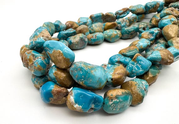 Genuine Arizona Kingman Turquoise Nuggets • Large 16x21mm Organic Blue Stone • High-Quality Gemstone Beads Artisan Jewelry Supply WHTQ3
