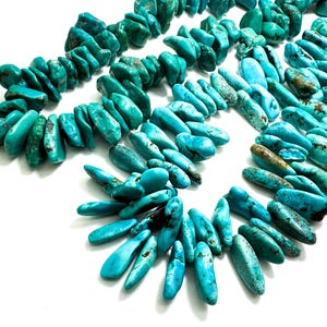 Natural Turquoise Beads, Genuine Blue Arizona Kingman Turquoise Smooth Rough Nugget Stick Chip Gemstone Beads (Assorted Size) - PGS404
