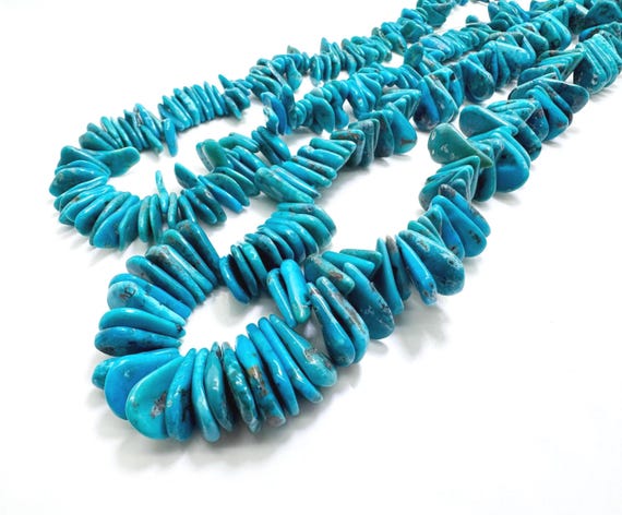 Arizona Kingman Turquoise Graduated Slice Slab Pear Teardrop Beads – Natural Blue Turquoise Strand | Statement Jewelry Supplies PGS370TQ0216