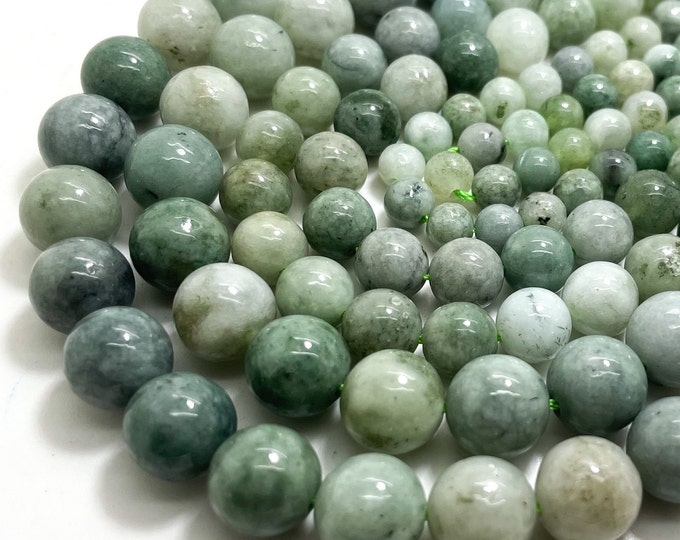 Natural Burma Jade, Burma Jade Polished Smooth Round Bead Natural Loose Gemstone Beads -PG30