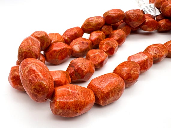 Genuine Apple Coral Beads Chunky Graduated Freeform Faceted Nugget Natural Red Sponge Coral For Jewelry Supply RC7