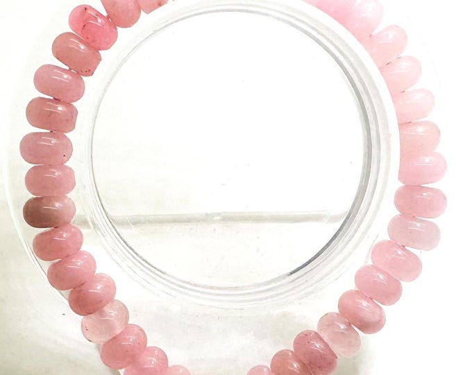 Pink Rose Quartz 8mm Rondelle Gemstone Beads Stretch Elastic Cord Handmade Beaded Bracelet Accessories - PGBRD32