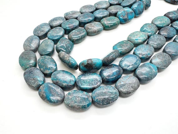 Natural Hubei Turquoise Flat Oval Beads Genuine 13mm x 18mm Polished Gemstone Deep Teal & Forest Green Turquoise High-Grade Jewelry Supply