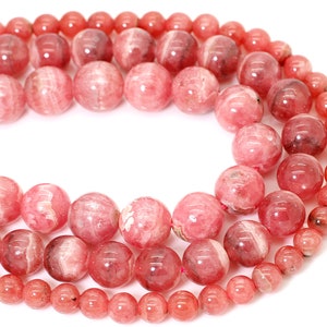 Rhodochrosite, Grade AAA High Quality Natural Rhodochrosite Smooth Round Sphere Ball Loose Gemstone Beads PG03 image 3