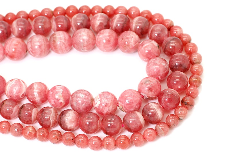 Rhodochrosite, Grade AAA High Quality Natural Rhodochrosite Smooth Round Sphere Ball Loose Gemstone Beads PG03 image 3