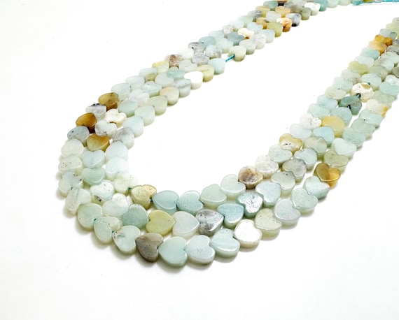 Natural Green Amazonite Heart Beads: 6mm 4mm Polished Gemstone for Jewelry Making PGS411