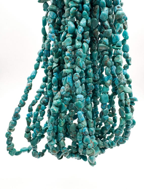 Natural Turquoise Beads, Genuine Blue Arizona Turquoise Smooth Rough Small Tiny Nugget Chip Gemstone Beads (Assorted Size) - PGS257