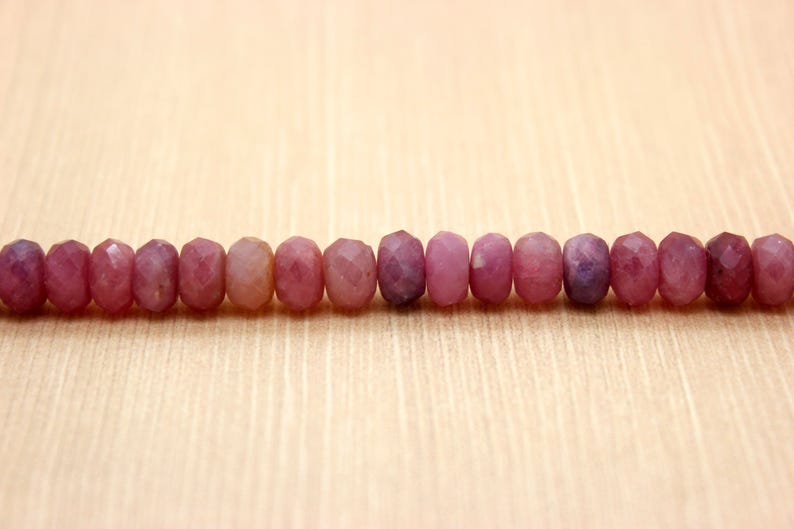 Genuine Red Ruby, AAA Red Ruby Natural Faceted Rondelle Loose Beads Gemstone PG70 image 2