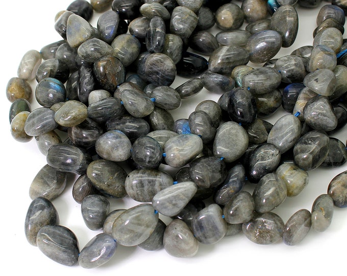 Natural Labradorite Beads, Natural Labradorite Smooth Rough Rondelle Nugget Chip Loose Gemstone Beads (Assorted Size) - PGS261