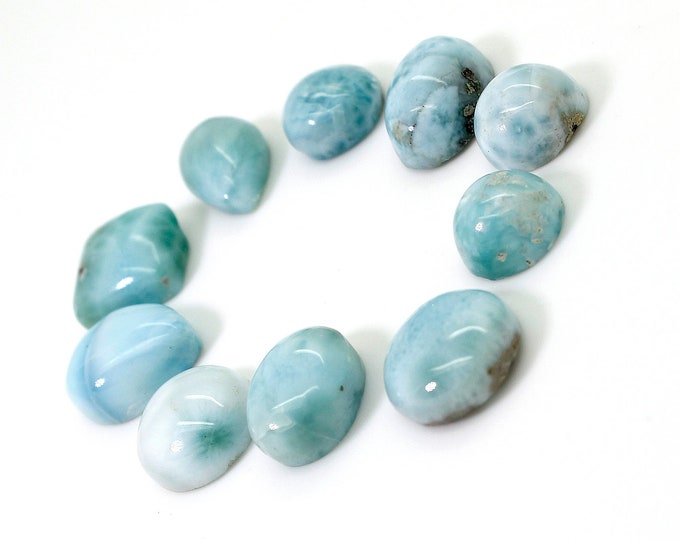 Natural Dominican Larimar - 10 pcs Chips Rock Stone Gemstone Variety Tear Drop Shape Beads for Ring Necklace Pendant Jewelry Making - PGL60