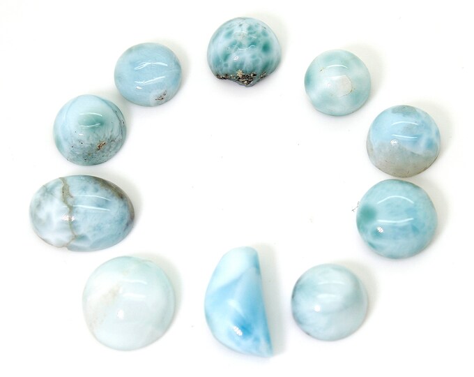 Natural Larimar Cabochon - 10 pcs Chips Rock Stone Gemstone Variety Tear Drop Shape Beads for Ring Necklace Pendant Jewelry Making - PGL49