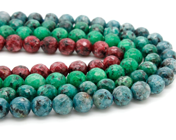Jasper Gemstone Beads, 8mm Round Faceted Sphere Jasper Ball Gemstone Beads - 15.5" Strand - RNF75