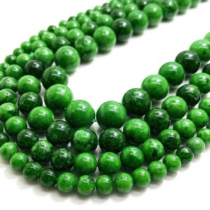 Real Genuine Natural Green Russian Jade Smooth Polished 6mm 8mm 10mm 12mm Round Gemstone Beads - RN188