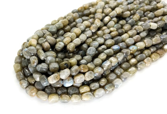 Natural Labradorite Beads, Labradorite Smooth Polished Nugget Pebble Rectangle Cube Gemstone Beads - PG84