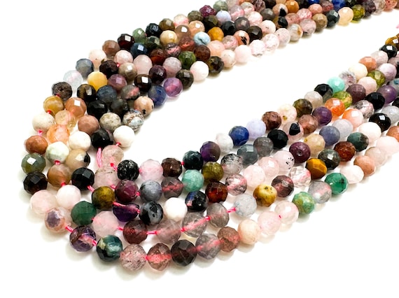 Natural Mixed Gemstone Faceted Round 5mm Gemstone Beads - RNF130