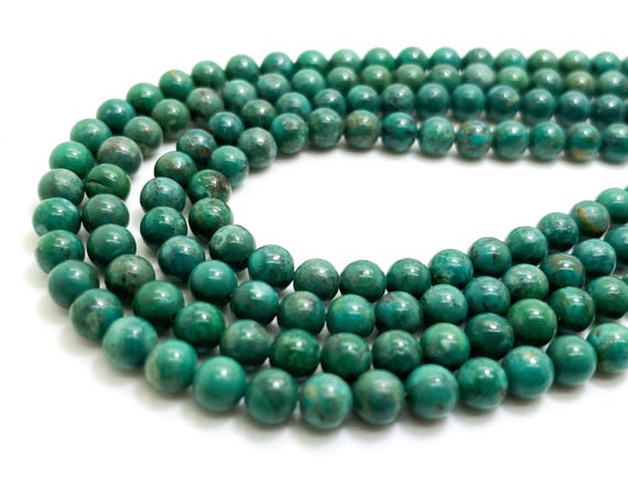 Natural Turquoise Beads, Genuine AAA Polished Smooth Round Hubei Turquoise Gemstone Beads - 5mm - RN148