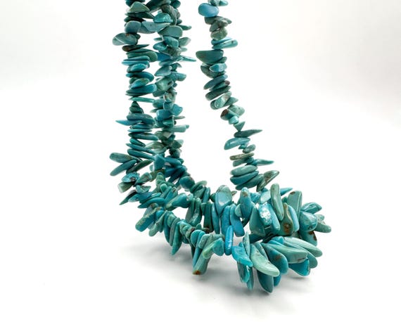 Natural Blue Arizona Turquoise Graduated Stick Thick Slice Chips Beads Flat Teeth Gemstone Statement Jewelry Supplies PGS371-2