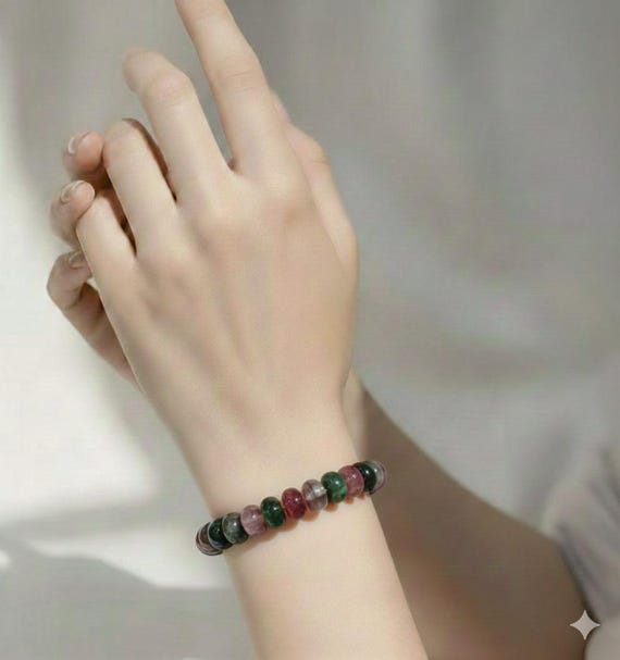 Dyed Green Moss Agate Bracelet: 10mm Rondelle Gemstone Beads, 7 Inch