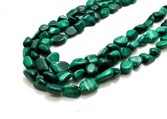 Natural Green Malachite Nugget Pebble Smooth Gemstone Beads PG237