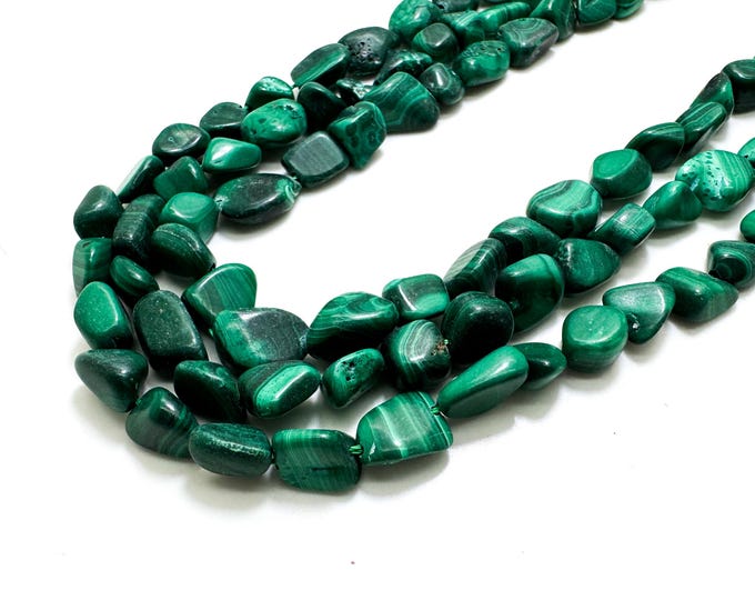 Natural Green Malachite Nugget Pebble Smooth Gemstone Beads PG237