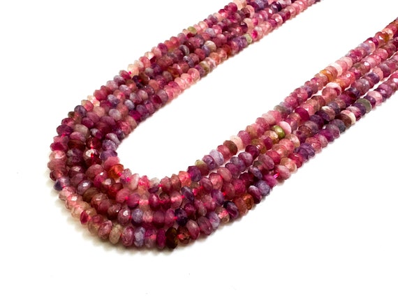 Faceted Rondelle Red Ruby Gemstone Beads: 3mm x 5mm, 15.5" Strand