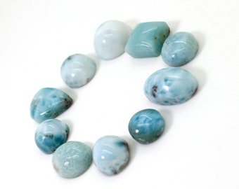 Natural Larimar Cabochon - 10 pcs Chips Rock Stone Gemstone Variety Tear Drop Shape Beads for Ring Necklace Pendant Jewelry Making - PGL59