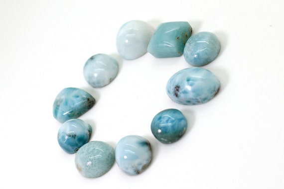 Natural Larimar Cabochon - 10 pcs Chips Rock Stone Gemstone Variety Tear Drop Shape Beads for Ring Necklace Pendant Jewelry Making - PGL59