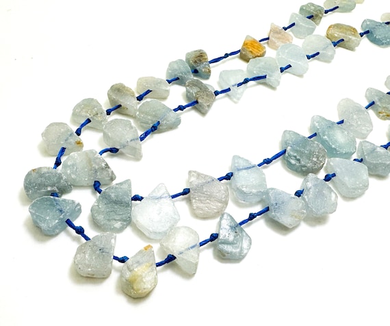 Blue Lace Agate Beads 5x10x15mm Rough Faceted Nugget Beads Natural Blue Gemstone Flat Tear Drop Pear Beads for Jewelry Making - PGS172