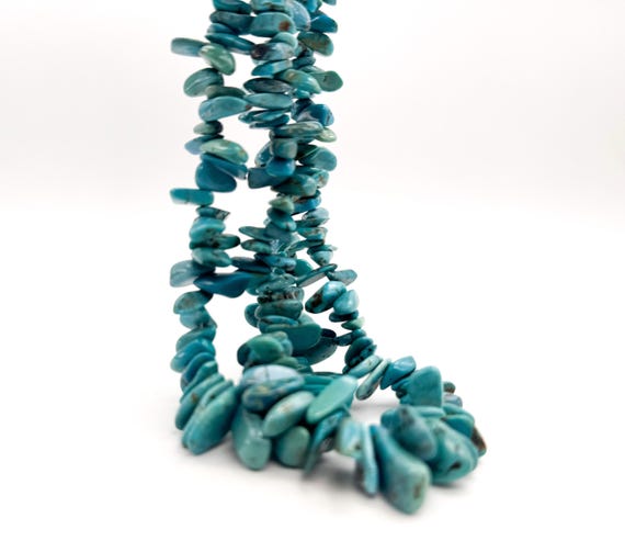 Arizona Kingman Turquoise Graduated Stick Thick Slice Beads Natural Blue Turquoise Flat Teeth Gemstone Statement Jewelry Supplies PGS371-14