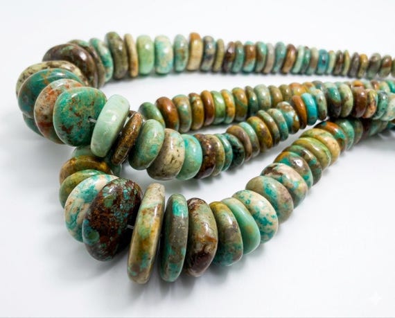 Natural Turquoise Beads, Polished Smooth Rondelle Flat Nugget Chip Turquoise Beads (Assorted Size) - PGS86