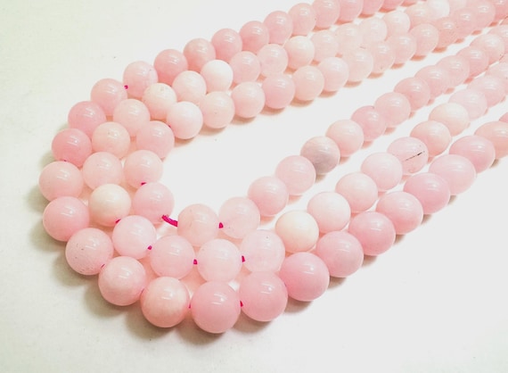 Pink Agate Smooth Polished Round 8mm Gemstone Jewelry Making Beads - RN198F