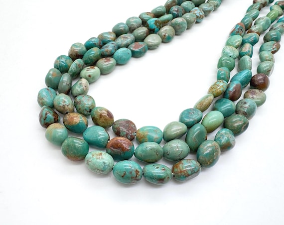 Natural Hubei Turquoise Pebble Beads Genuine 8mm Assorted Polished Nugget Earthy Green & Teal Gemstone • High-Grade Jewelry Supply - PGS347