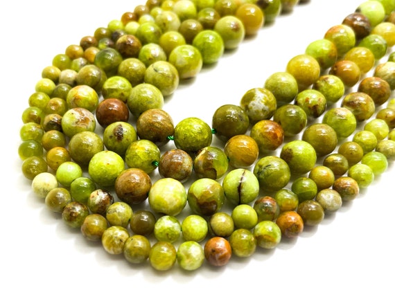 AAA Natural Green Opal Smooth Polished 6mm 8mm 10mm Round Gemstone Beads - RN186